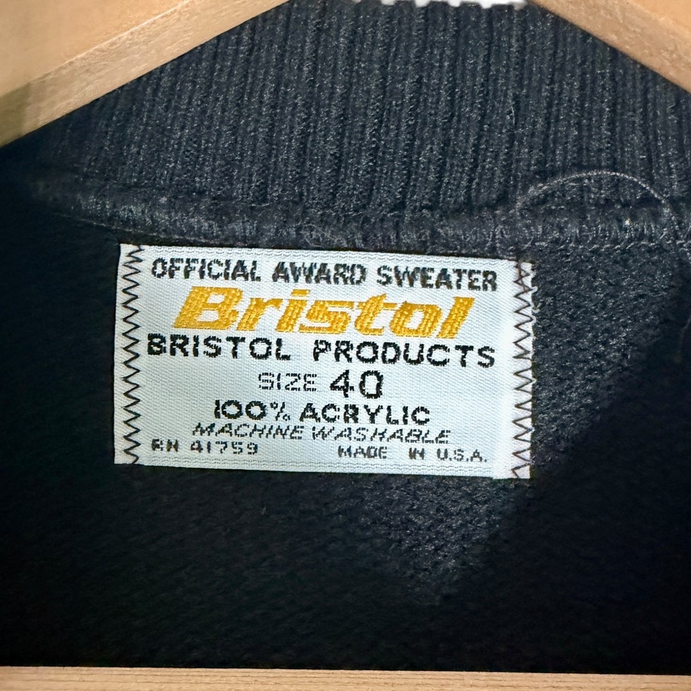 Vintage Bristol Products‎ Woburn Massachusetts Varsity Sweater Black 40 Medium - Picture 2 of 3
